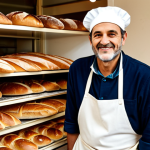 A Parisian Baker in a Traditional Boulangerie**

"A friendly Parisian baker, fully clothed in a clean white apron and baker's hat, stands proudly in his traditional boulangerie. Loaves of crusty bread (baguettes, pain de campagne) are displayed on wooden shelves behind him. Soft, warm light fills the scene. safe for work, appropriate content, fully clothed, professional, perfect anatomy, natural pose, high resolution, photography, modest attire."

**