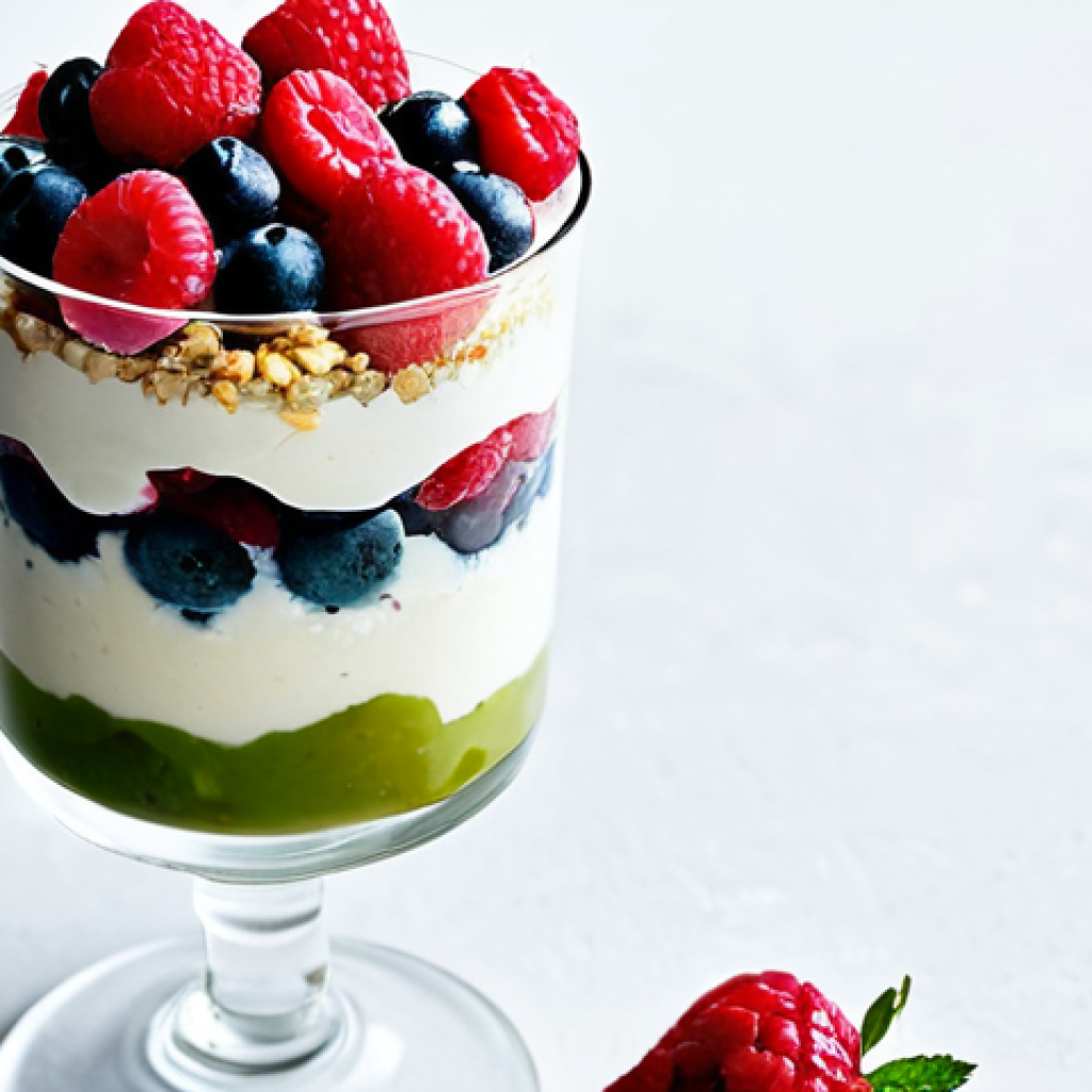 디저트 칼로리 비교 - **Prompt for Verrine fraîcheur aux fruits rouges et crème de coco:**
"A visually stunning and fr...