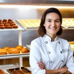 베이킹 소프트웨어 - **Prompt 1: The Modern Pastry Chef's Tranquil Control**
    "A female pastry chef, in her early 30s,...