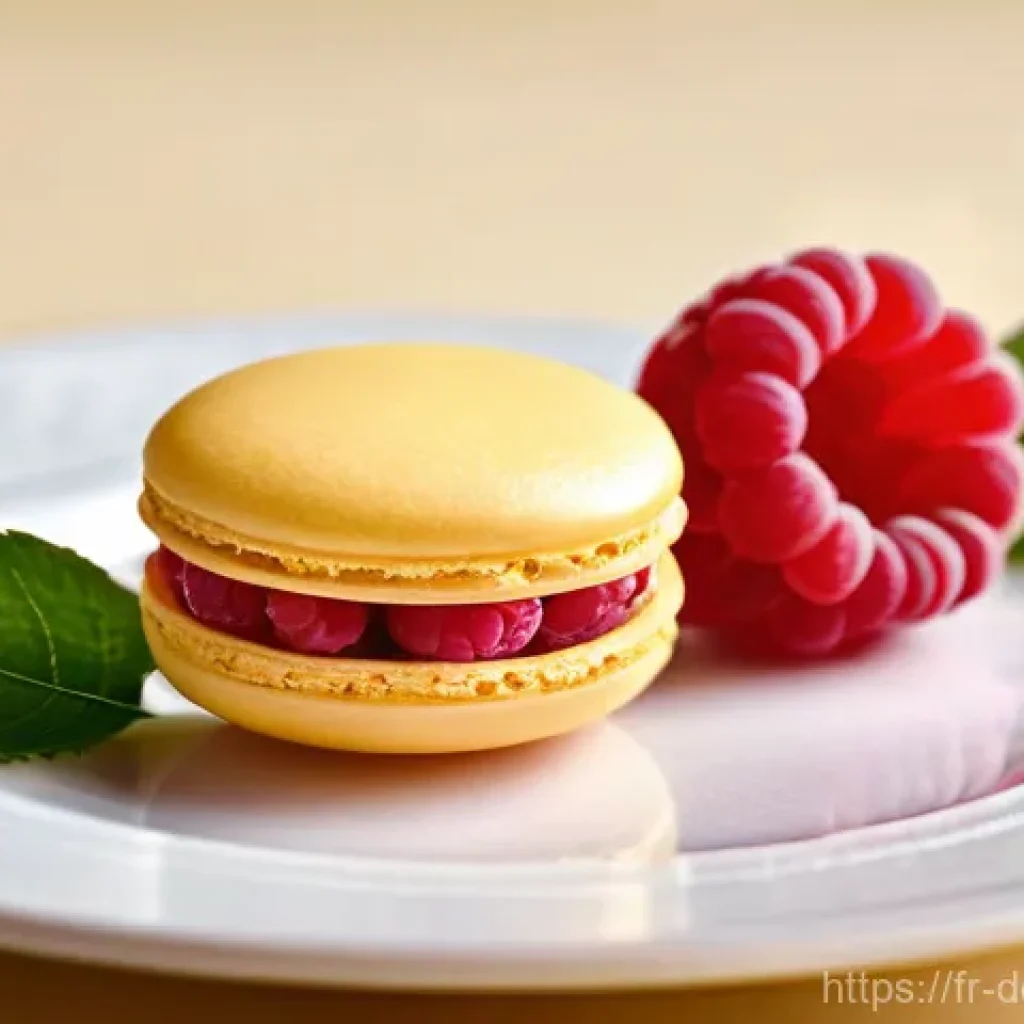 제조사별 디저트 리뷰 - A close-up, highly detailed shot of an exquisite artisanal French pastry, such as a "trompe-l'œil" f...