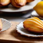 마들렌 만드는 법 - **Prompt:** A close-up, high-angle shot capturing a trio of perfectly baked French madeleines, showc...