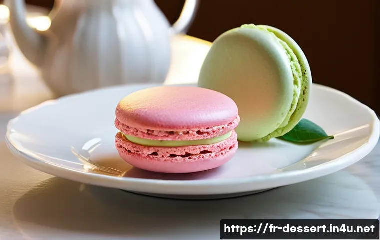 제조사별 마카롱 비교 - **Prompt:** A close-up, high-definition photograph of a single, perfectly crafted macaron. The macar...