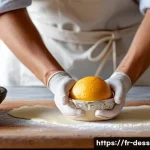 달콤한 베이킹 레시피 - A beautifully arranged French pastry kitchen scene featuring a baker&rsquo;s hands gently rolling out p&acirc;te...