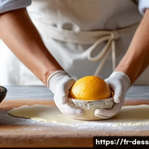 달콤한 베이킹 레시피 - A beautifully arranged French pastry kitchen scene featuring a baker&rsquo;s hands gently rolling out p&acirc;te...